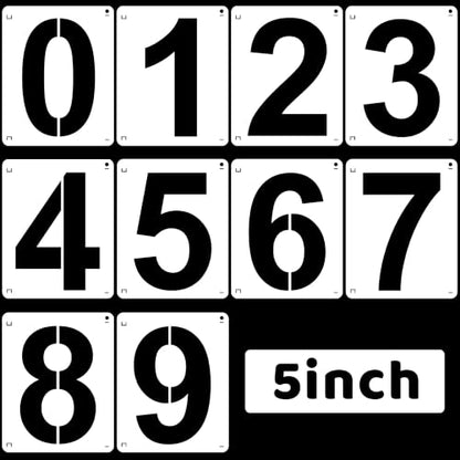 5Inch Number Stencils,10Pcs Plastic Reusable Washable Curb Stencil Kit - size: 5 INCH
