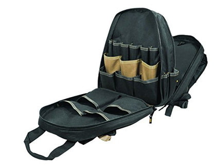 CLC Work Gear 1134 Carpenter's Tool Backpack, 44 Pockets, Padded Back Support, Black - style: 44 Pocket Tool Backpack