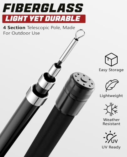 Telescoping Windsock Pole 12 FT with Ground Stake Kit - size: 12 feet- With Ground Stake