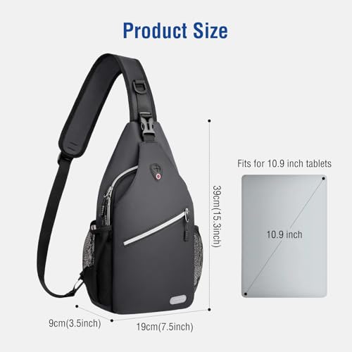 MOSISO Small Sling Bag for Men, Crossbody Shoulder Chest Daypack Bag - color: Space Gray