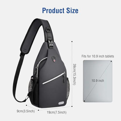 MOSISO Small Sling Bag for Men, Crossbody Shoulder Chest Daypack Bag - color: Space Gray