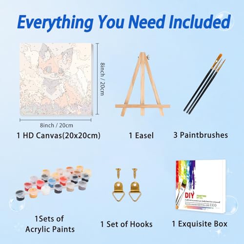 AUKELHJ Paint by Numbers Kit for Kids with Frame, Fox, 8X8 inch - color: 14-Fox