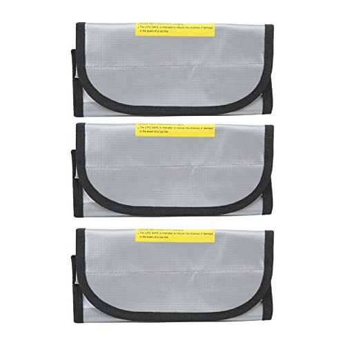 Lipo Battery Safe Bag, Fireproof Explosionproof PVC Fiber Storage Pouch with Airflow Isolation Technology for RC Drones Electronics Power Tools 185x75x60mm 2pcs