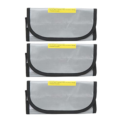 Lipo Battery Safe Bag, Fireproof Explosionproof PVC Fiber Storage Pouch with Airflow Isolation Technology for RC Drones Electronics Power Tools 185x75x60mm 2pcs