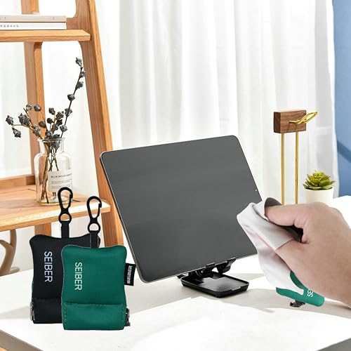 SEIBER Microfiber Eyeglass Cleaning Cloth for Glasses with Pouch, 2P, BKGRN - color: Black and Dark Green