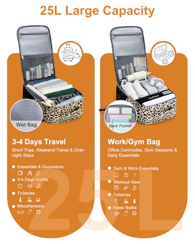 Capolo Travel Laptop Backpack Women Carry On Backpack Weekender Travel Bag - color: Leopard, size: Large