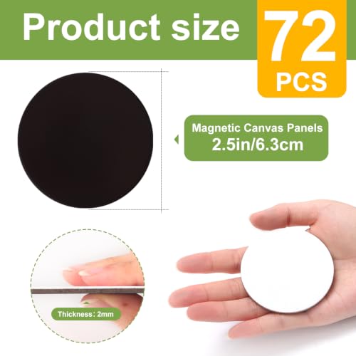 72Pack 2.5x2.5IN Round Mini Canvas Magnets, Small Magnetic Paint Canvas - size: 2.5 x 2.5 in (72 Pack)