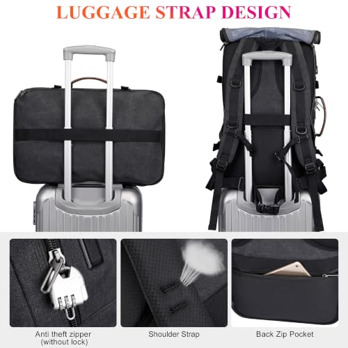 WITZMAN Travel Backpack for Men 45L Large Carry-on Airline Approved - color: Black