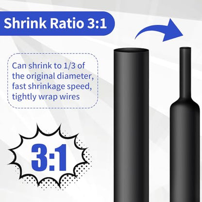 420 pcs Heat Shrink Tubing Kit, 3:1 Ratio Adhesive Lined, 7 Sizes