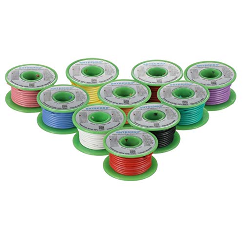 BNTECHGO 18 Gauge Silicone Wire Kit 10 Color Each 25 ft Flexible 18 AWG Stranded Tinned Copper Wire - size: 10 Colors Each 25ft, style: 18 AWG silicone wire