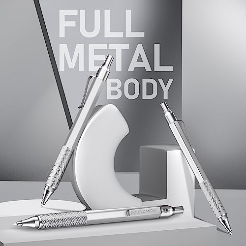 Four Candies Metal Mechanical Pencil Set with Case, 0.7mm, 3-Pack, Silver - color: Silver, style: 0.7 MM
