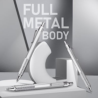 Four Candies Metal Mechanical Pencil Set with Case, 0.7mm, 3-Pack, Silver - color: Silver, style: 0.7 MM