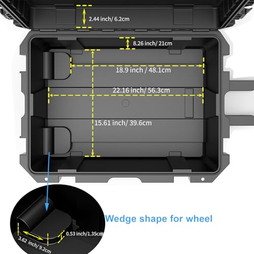 Regetek 27" Waterproof Hard Case with Foam, Rolling Equipment Flight Case with Wheels & Retractable Handle for Camera, Drone, Tools, Electronics, Heavy Duty, IP67 Rated, Inner 21.6"X 14.6"X10.2"