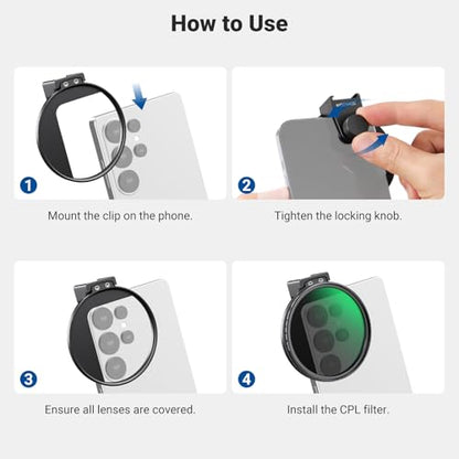 NEEWER 67mm Phone CPL Filter with Cold Shoe Clip, HD Circular Polarizer Lens Filter Accessories with Adjustable Polarization, Compatible with Android Samsung S26 Ultra iPhone 17 Pro Max & More, FL-113 - style: CPL w/Cold Shoe Clip