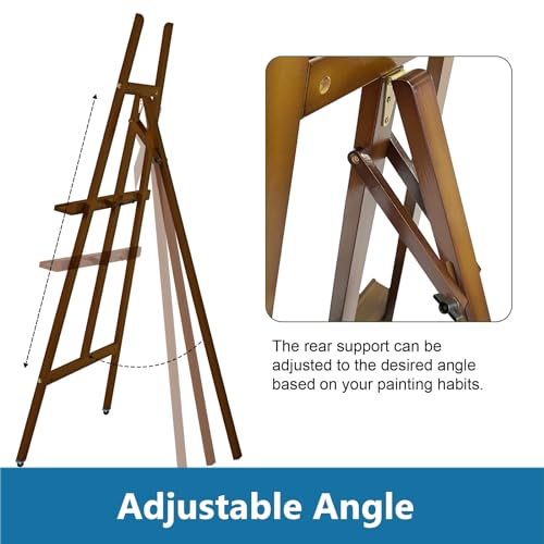 A-Frame Wooden Display Easel, Lyre Beechwood Studio Easel Stand, Brown - color: Brown