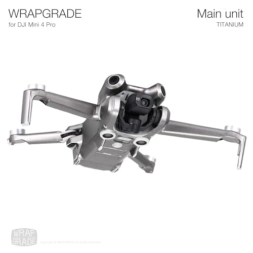 WRAPGRADE Skin Stickers Compatible with DJI Mini 4 Pro | Full Wrap (Titanium) - color: Titanium