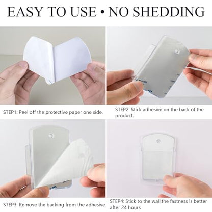 2 Pcs Remote Control Holder Wall Mount, TV Controller Holder, Self Adhesive Remote Holder, Wall Pen Holder Storage Accessories for Home Office School（Clear） - color: Clear&2Pcs