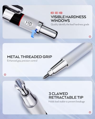 Nicpro 6PCS Art Mechanical Pencil Set, 0.5/0.7/0.9/2mm Point - color: Silver