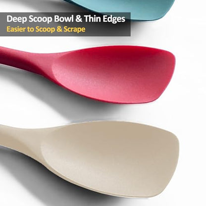 Vovoly Silicone Spatula Spoon Set, 11 IN, Khaki, Spoonulas Heat Resistant - color: Khaki