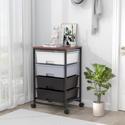 SYKIARIOL Utility Cart with 4 Drawers, Light Grey - color: Light Grey, size: 4 Drawers