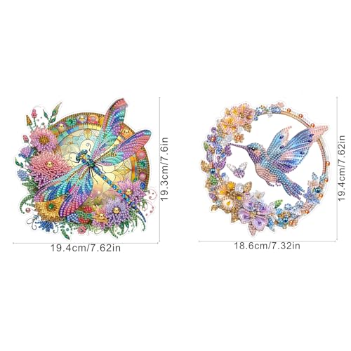 AIBOERL 2 Pack Diamond Art Kits for Adults, Bird Acrylic Hanging Suncatcher - color: DP03257