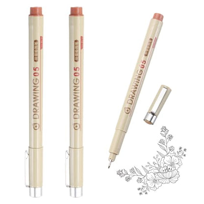 MECCANIXITY 05 Fineliner Ink Pens, 3Pcs 0.45mm Brown Micro Pens with Waterproof Archival Ink for Watercolor Sketching Cartoon Technical Drawing - style: 05#