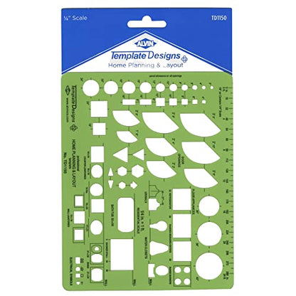 ALVIN, TD1150, Home Planning and Layout Template, Drawing and Drafting Tool for Artists, Architects, Design and Drafting - style: Home Plan & Layout Template