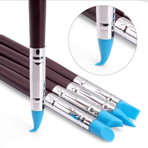 8 PCS Rubber Tip Paint Brushes Double-End Silicone Rubber Tip Brushes Silicone Clay Sculpting Tools for Modeling Engraving and Shaping