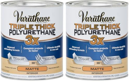 Varathane Triple Thick Polyurethane Matte Wood Finish, Quart (Pack of 2) - size: 1 Quart (Pack of 2), style: Matte