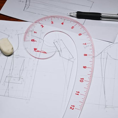 YLaziion 12-Inch 3mm Acrylic French Curve Ruler for Sewing & Pattern Making - style: 12" Comma Shape Ruler