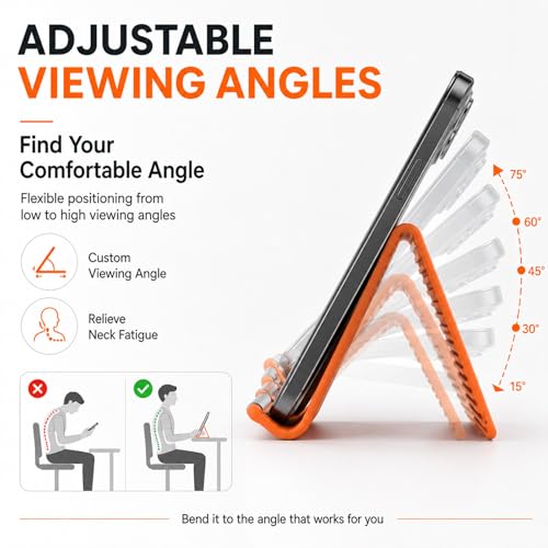 Airplane Phone Holder, Foldable Silicone Aluminum Phone Holder - color: A-Orange-1PCS