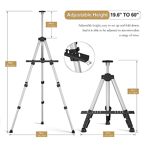 Art Painting Display Easel Stands - Portable Adjustable Floor Artist Easels - style: Silver - 2pack