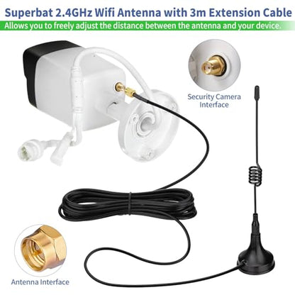 Superbat WiFi Antennas 2.4GHz Antenna Magnetic Base SMA Antenna for Desktop PC Bluetooth Motherboard Wireless Network Card Router IP Security Camera etc. 2pcs