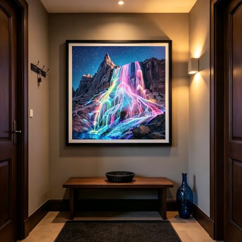 Rainbow Waterfall Diamond Painting Kit for Adults,Fantasy Diamond Art Kit - color: KM1313-1