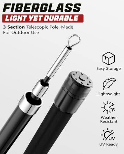 Telescoping Windsock Pole 8 FT with Ground Stake Kit - size: 8 feet- With Ground Stake