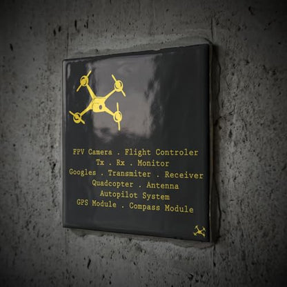 3dRose Black and Yellow Drone with DIY Accelerometer Gyroscope Brushless Motor GPS 4 Inch Ceramic Tile