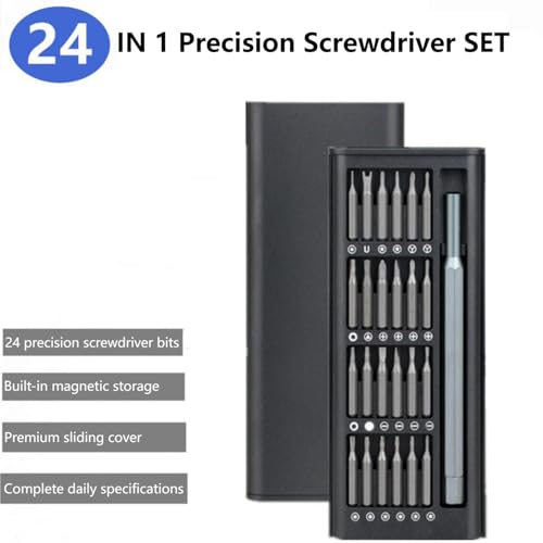 24in1 Mini Precision Screwdriver Set, magnetic Screwdriver case and corrosion-resistant alloy bits for universal phone, computer, home electronics, glasses, watch,clock,drones repair.