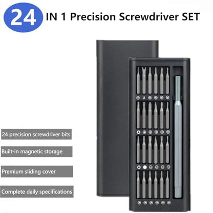 24in1 Mini Precision Screwdriver Set, magnetic Screwdriver case and corrosion-resistant alloy bits for universal phone, computer, home electronics, glasses, watch,clock,drones repair.
