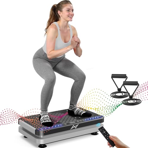 AXV Vibration Plate Fitness Platform Exercise Machine Vibrating Shaking Full Body Shaker Workout Vibrate Stand Shake Board Sport for Weight Loss Fat Burner for Gym Home Office - color: ARK.BLACKSILVER