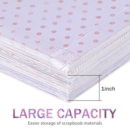 Henoyso 24 Pcs Scrapbook Paper Storage Organizer Plastic Clear,12 X 12 Inch
