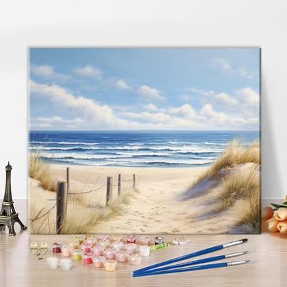 TUMOVO Gentle Waves Lapping at Shore Paint by Numbers Craft Kit for Adults - color: Beach