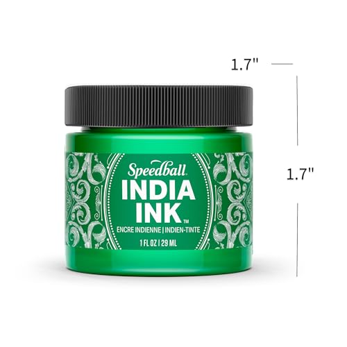 Speedball India Ink, Bright Emerald, 1-Ounce - color: Bright Emerald, size: 1 fl oz