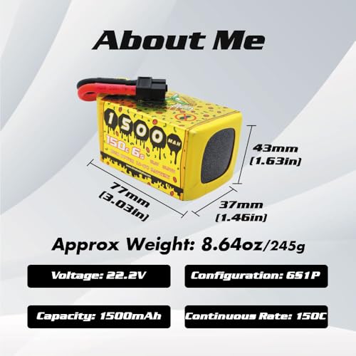CNHL Speedy Pizza 1500mAh 6S Lipo Battery 22.2V 150C XT60 Plug (2 Packs)