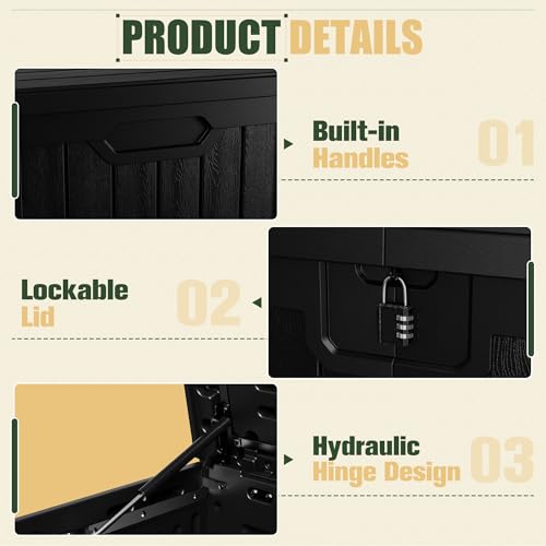 JUMMICO HDPE 250 Gallon Deck Box Double-Wall with Divider - color: Black, size: 250 gallon