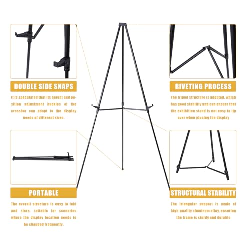 MXG 33-64"Height Adjustable Aluminum Black Display Easel for Painting,Signs - color: Black