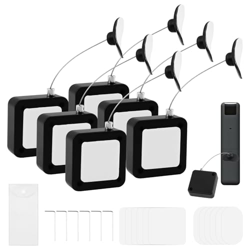 6 Pack Retractable Remote Control Safety Lock Tether Set with Clear Remote Cover, 6.5 Ft Remote Leash with Adjustable Locking Strap for TV Remotes, Game Controllers, and Tablets
