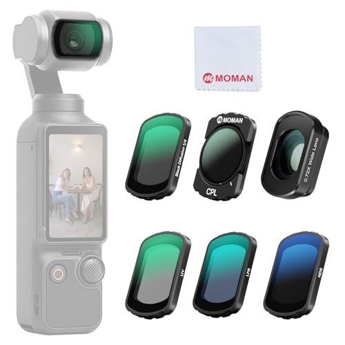 Moman Magnetic ND CPL Filter Kit Compatible with DJI Osmo Pocket 3 Pocket 4, Black Mist Wide Angle Lens UV ND8 Natural Night Filters for Cinematic Video & Vlog Shooting - size: Travel Vlog Kit (6 pack)