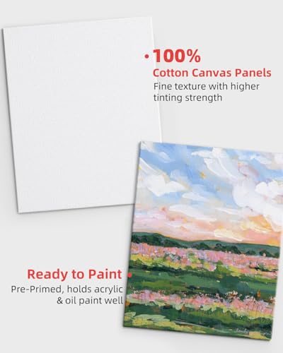 Simetufy 4 x 6 inch 12 Pack Small Painting Canvas Boards- Gesso Primed - size: 4"x6"