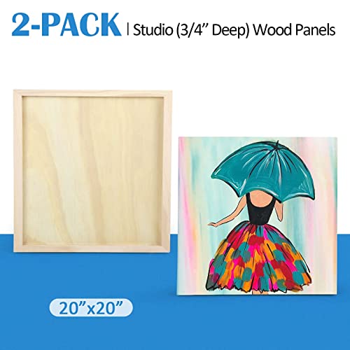Falling in Art 2 Pack 20x20 Unfinished Birch Wood Panels Kit for Painting - size: 20*20 2-pack