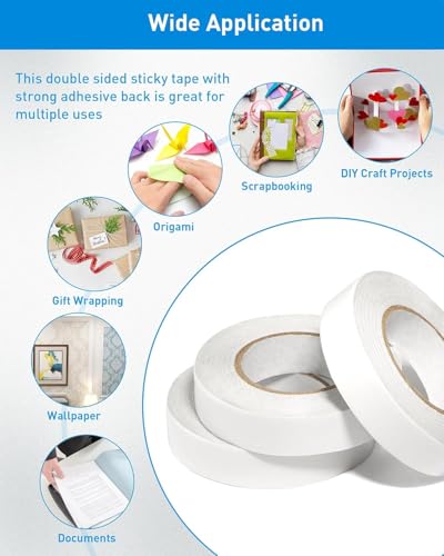 3 Rolls Double Sided Tape for Crafts, (0.6in*6 Rolls) - style: 0.6in* 6 Rolls